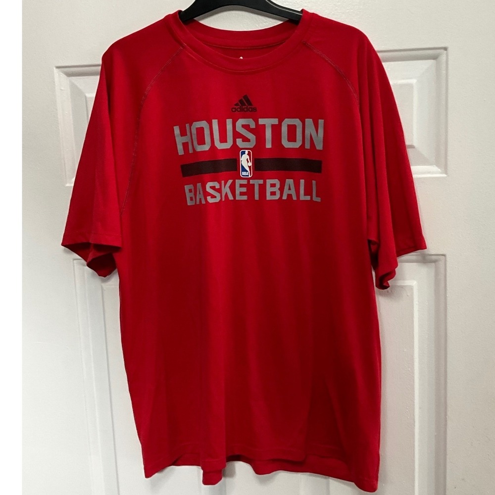 Adidas Houston Rockets Basketball NBA Climalite Red Graphic T-Shirt Mens Medium